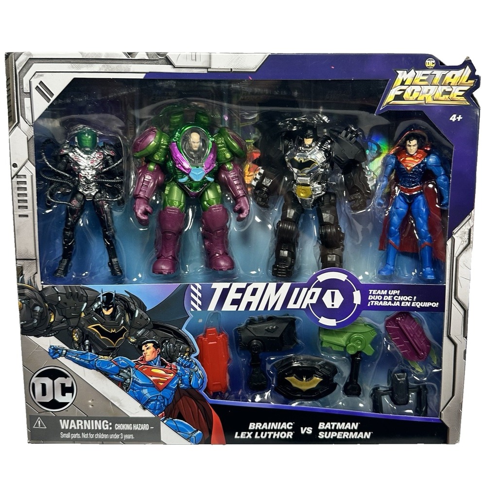 DC Metal Force Team Up Batman Superman Brainiac Lex Luthor 4 Figure Set New
